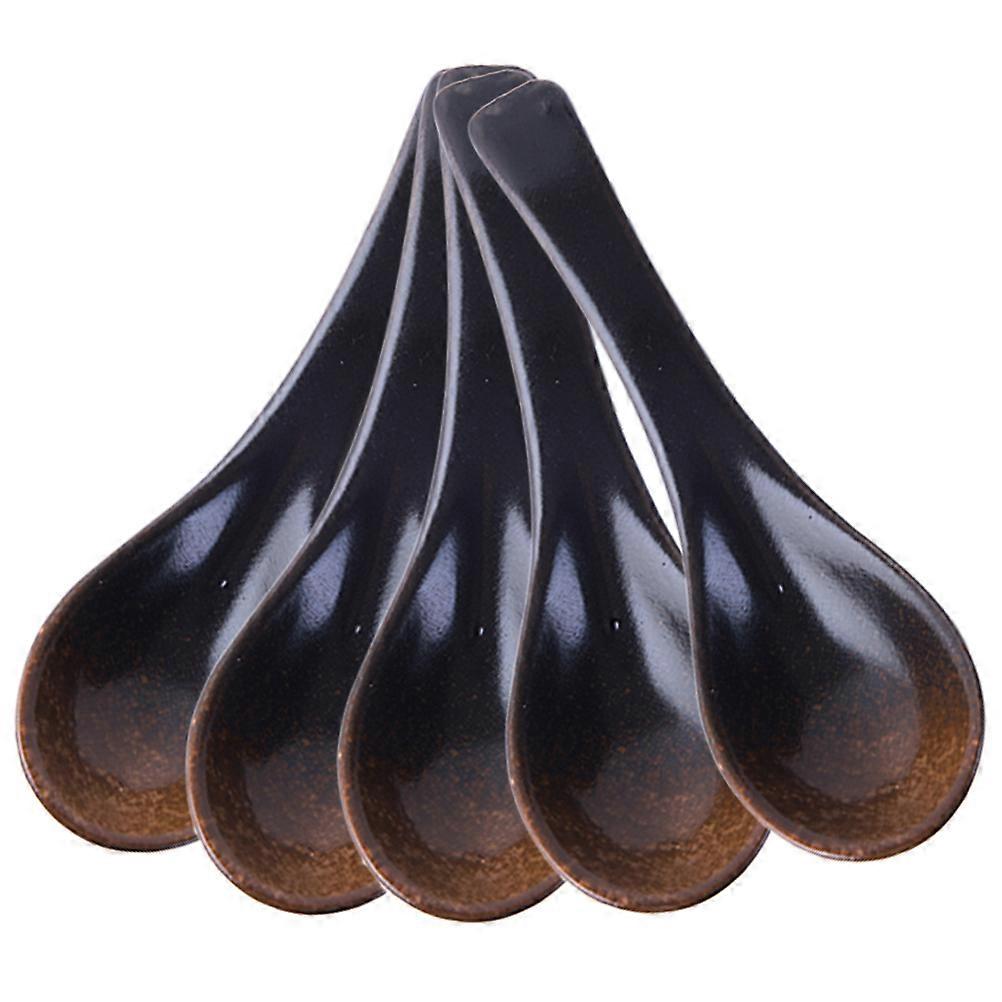 Ceramic Spoon Set 5Pcs Practical Tool For Household Users Catering Family Dining With Comfortable Handle 13.5X4CM