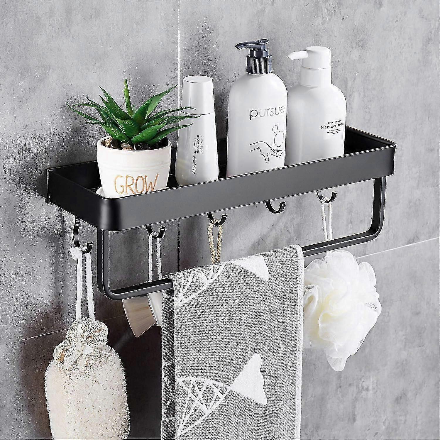 Modern Design Bathroom Shelf, Wall Mounted Tempered Glass Organizer with Premium Alloy Metal Frame, Adhesive Mounting for Quick Installation, 2025