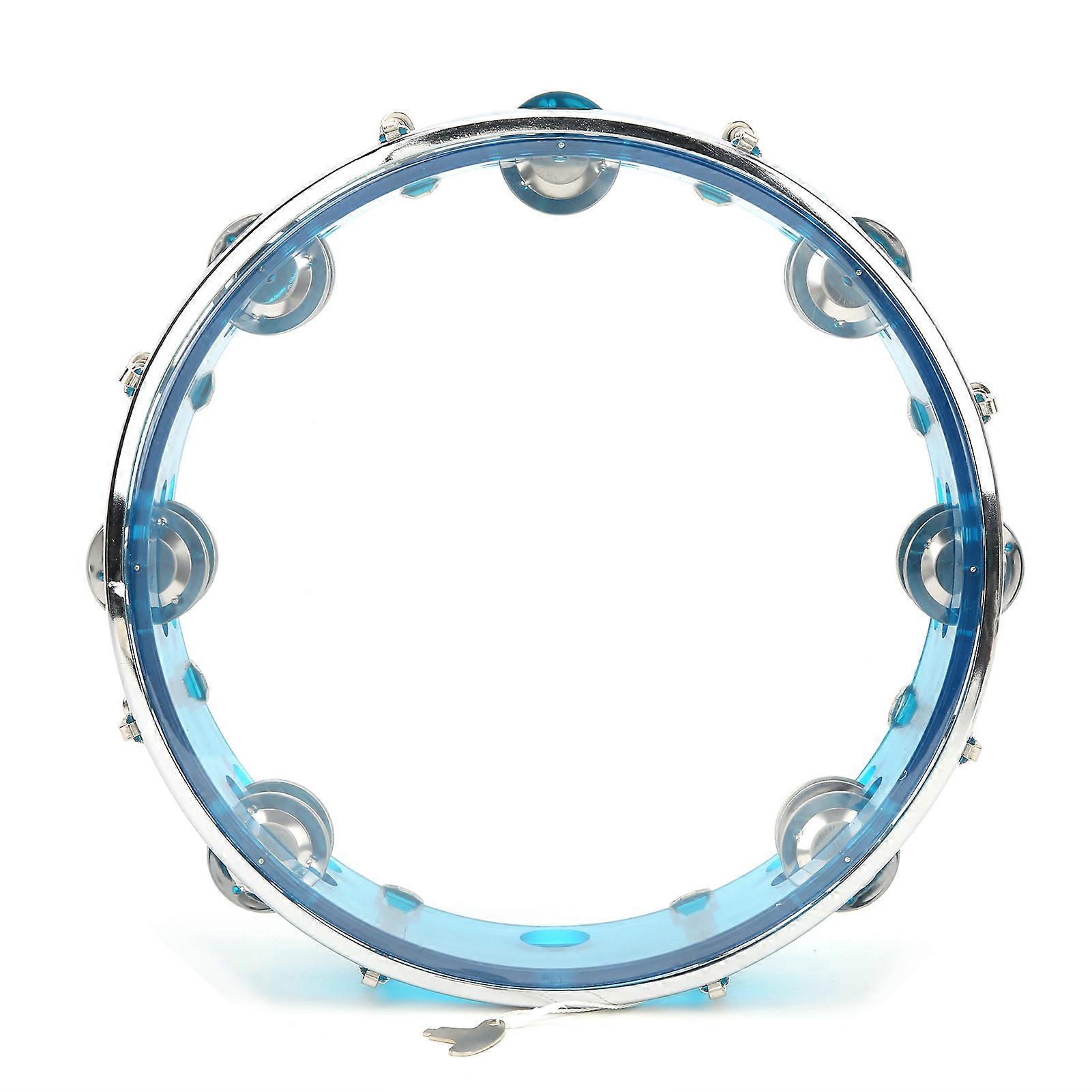 Double Row 10in Blue Tambourine Adjustable Percussion Jingles