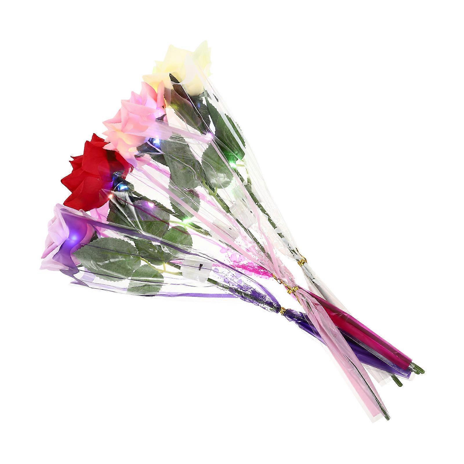 Glowing Artificial Roses Simulation Roses for Decoration Use 4Pcs Party Choice