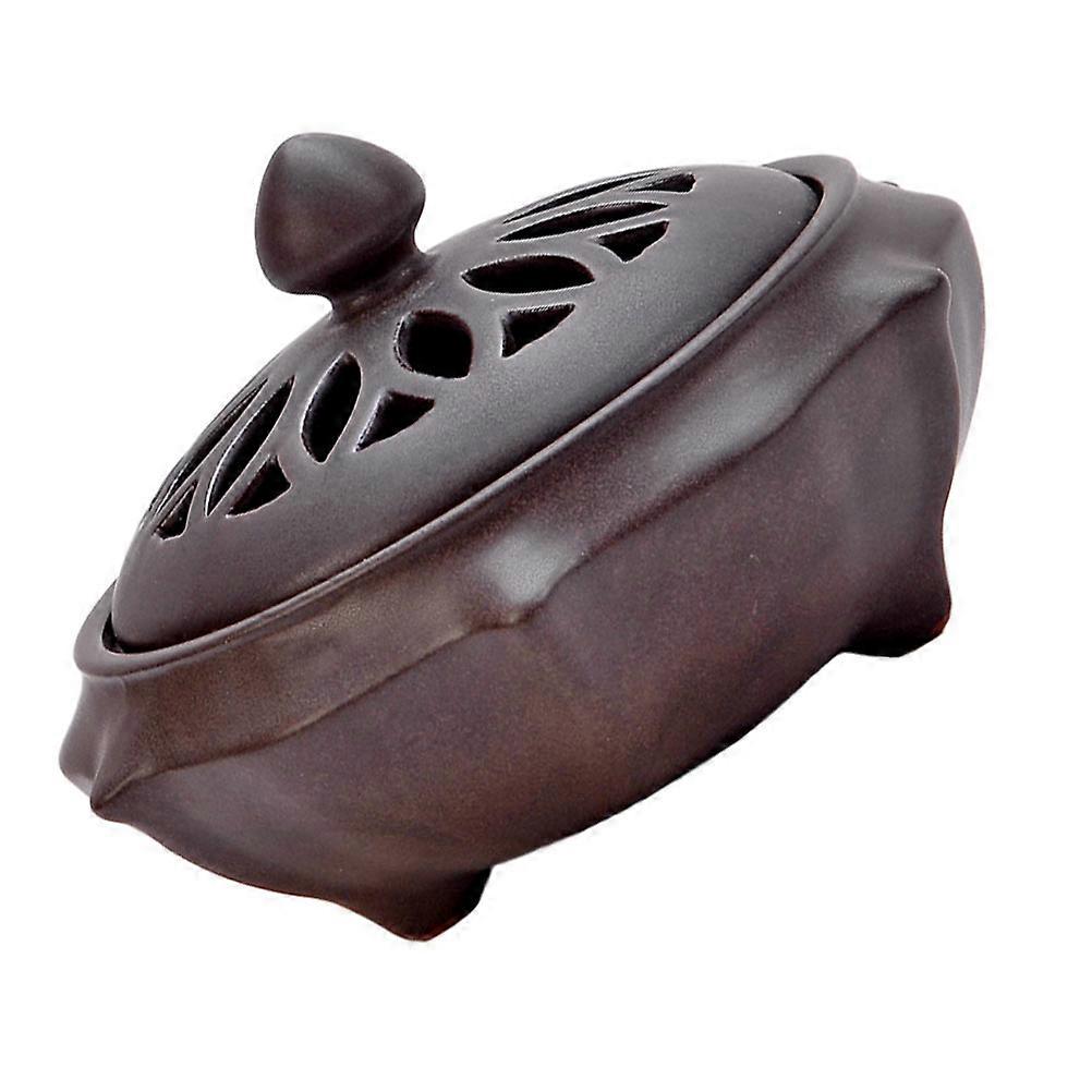 3Pcs Ceramic Incense Burner for Home Use Dark Brown Decoration