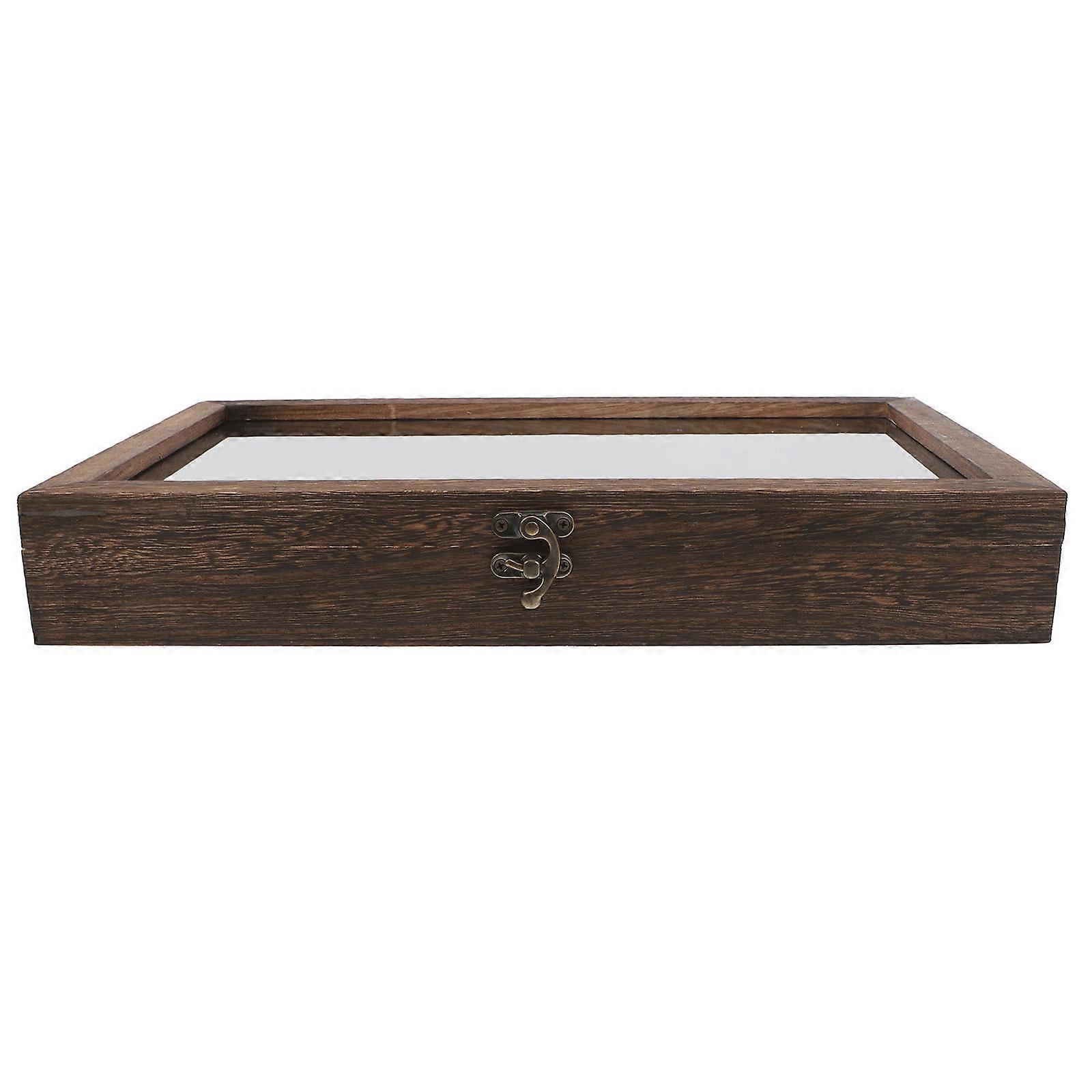 Wooden Box Specimen Display Case for Display 2Pcs