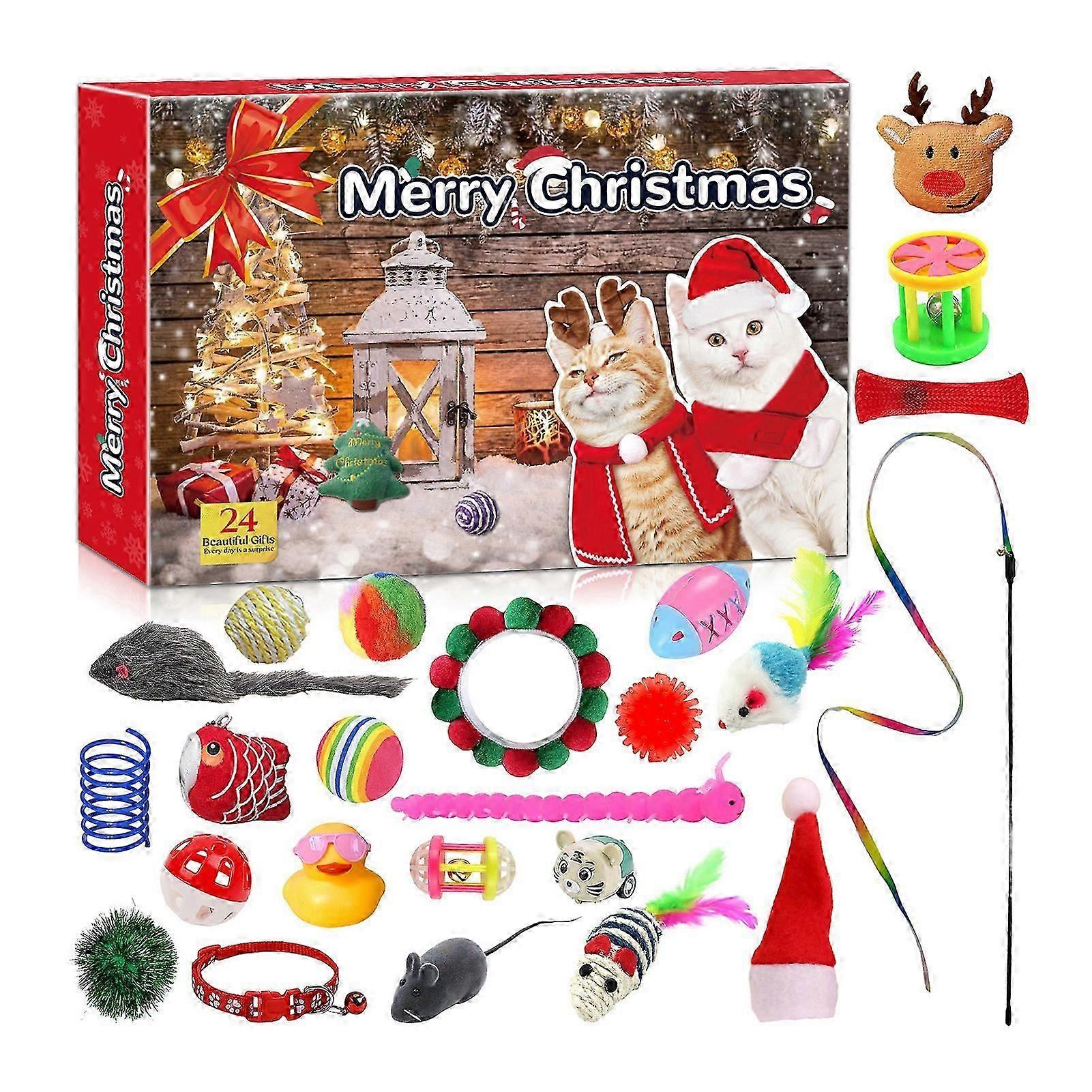 Cat Advent Calendar 24 Days of Fun Toys & Treats for Cats, Interactive Catnip Toys, Perfect Gift for Cat Lovers