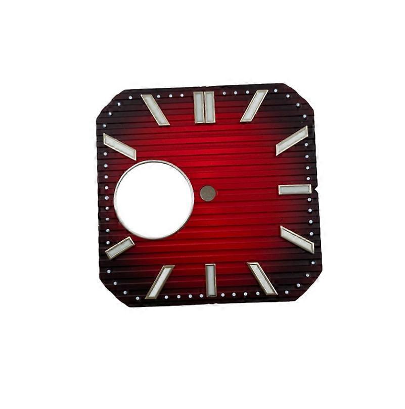 Watch Dial with Green Luminous Skeletonized Square Face 27.5mm Diameter Suitable for NH38 Movement (Black Red Silver Hands)