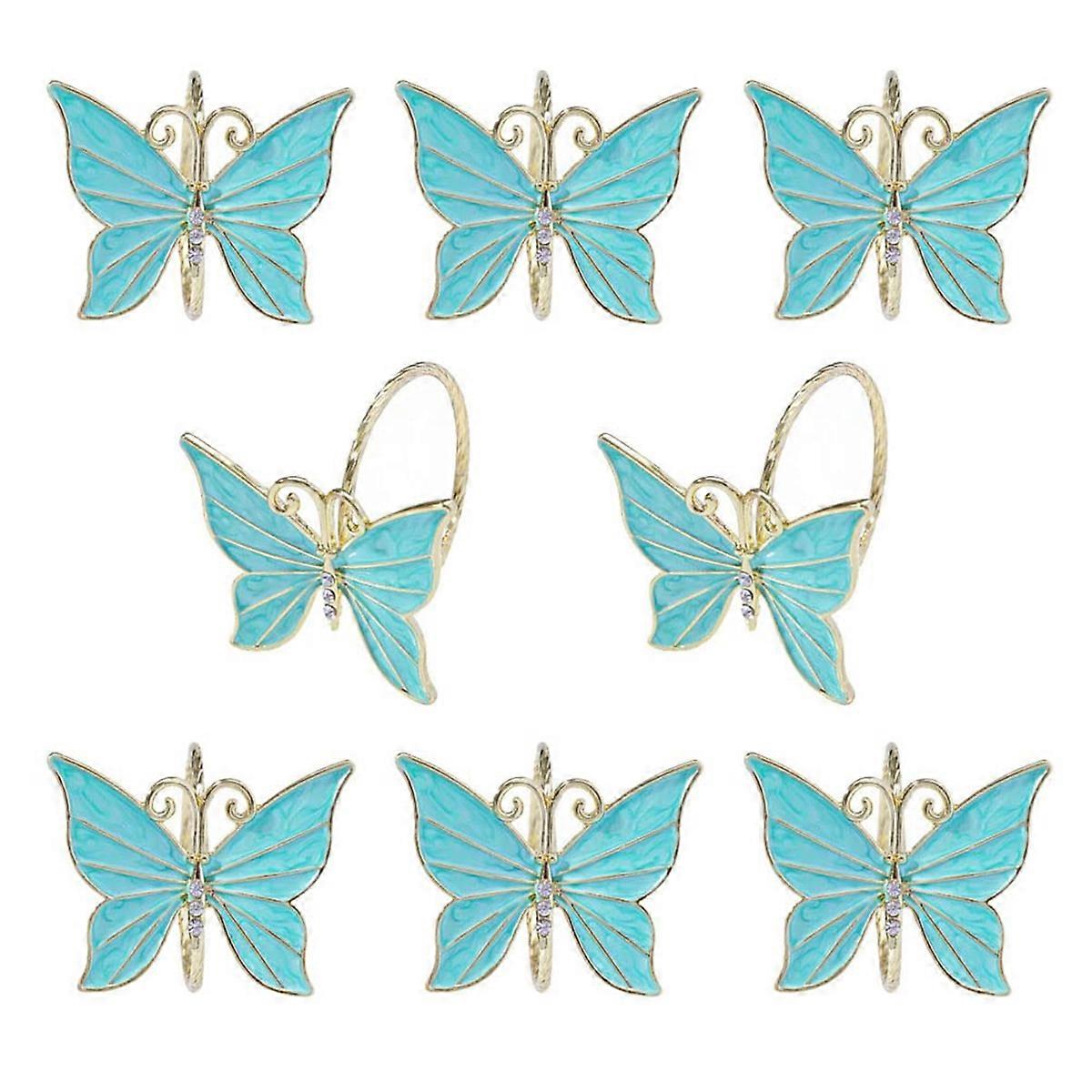 8PCS Flower Butterfly Napkin Ring Holder for Easter Wedding ,B