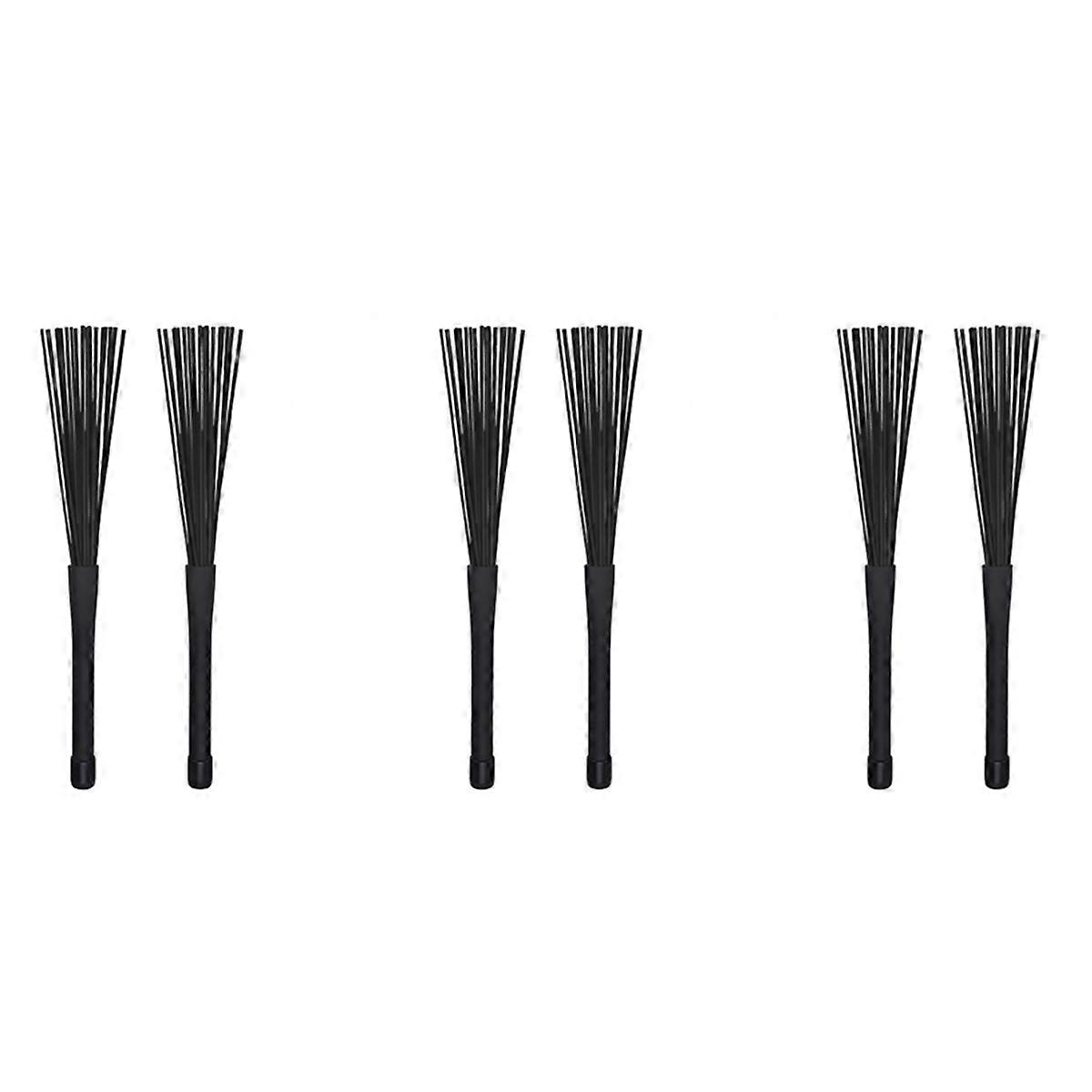 1 Pair Jazz Drum Brushes Retractable Drum Sticks 32 cm black