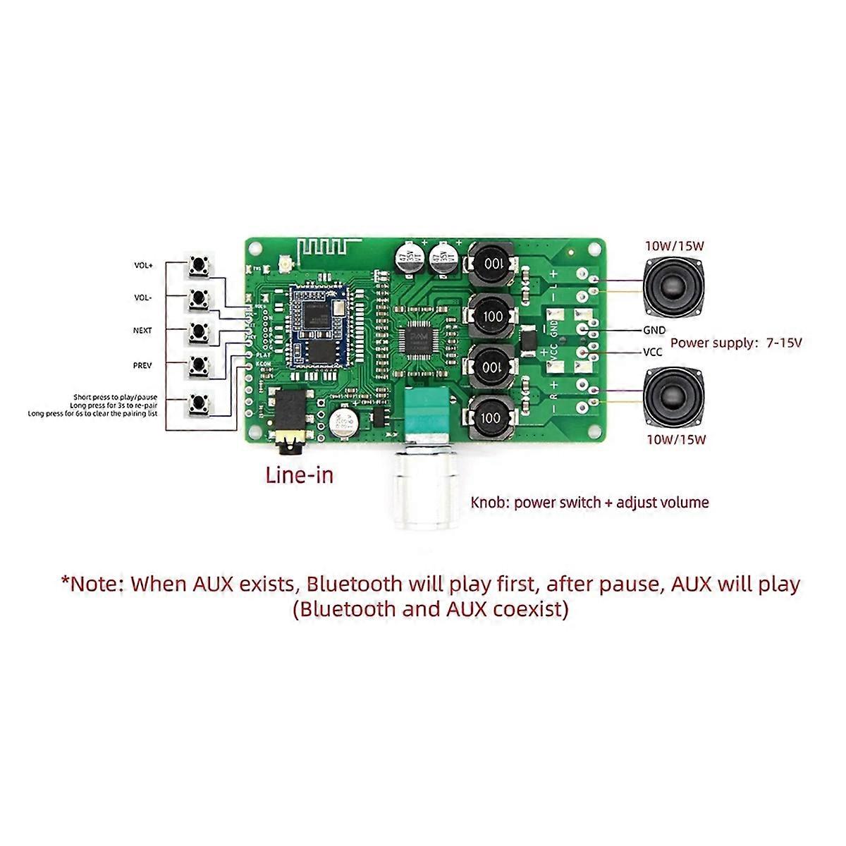 Lossless Decoding Knob AUX Input APTXHD Power Amplifier Board,B