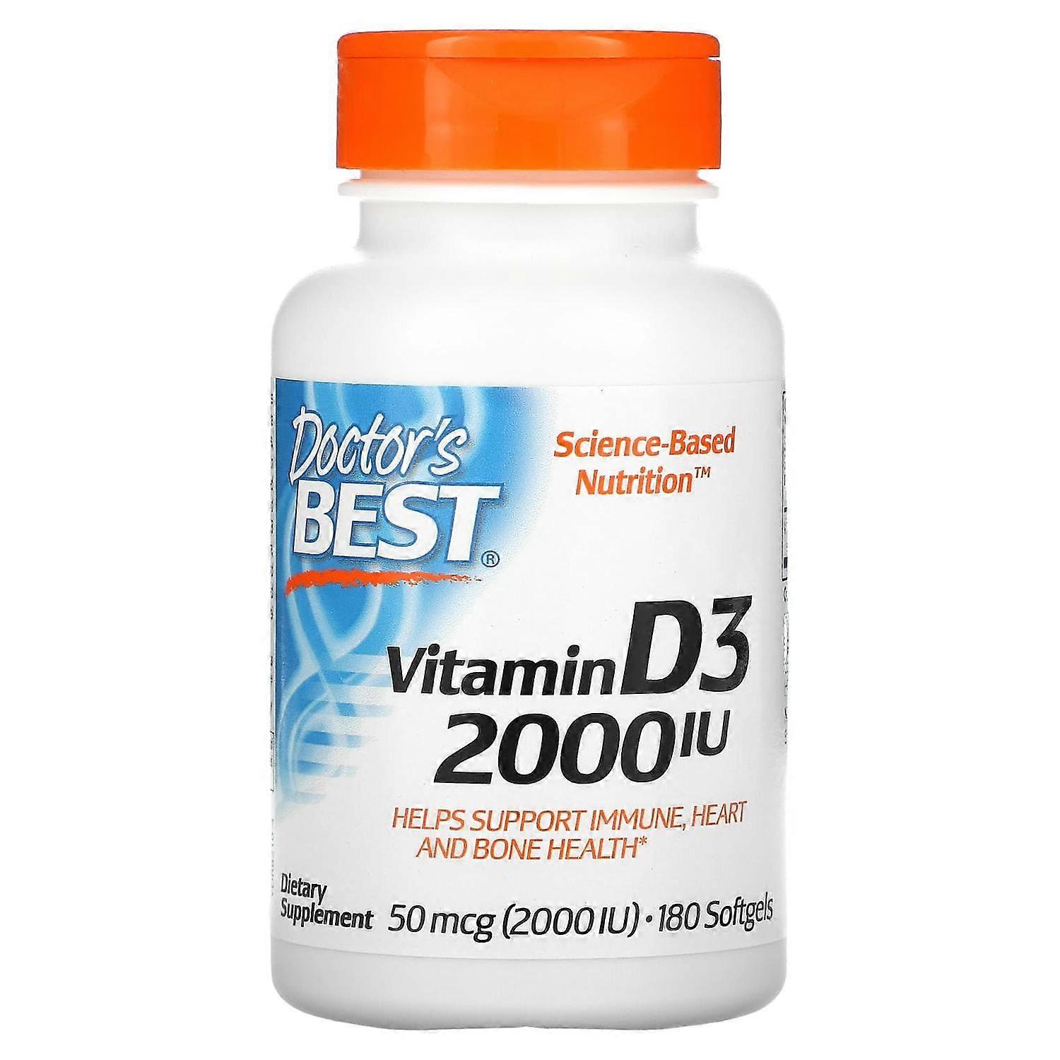 Doctor's Best, Vitamin D3, 50 mcg (2,000 IU), 180 Softgels