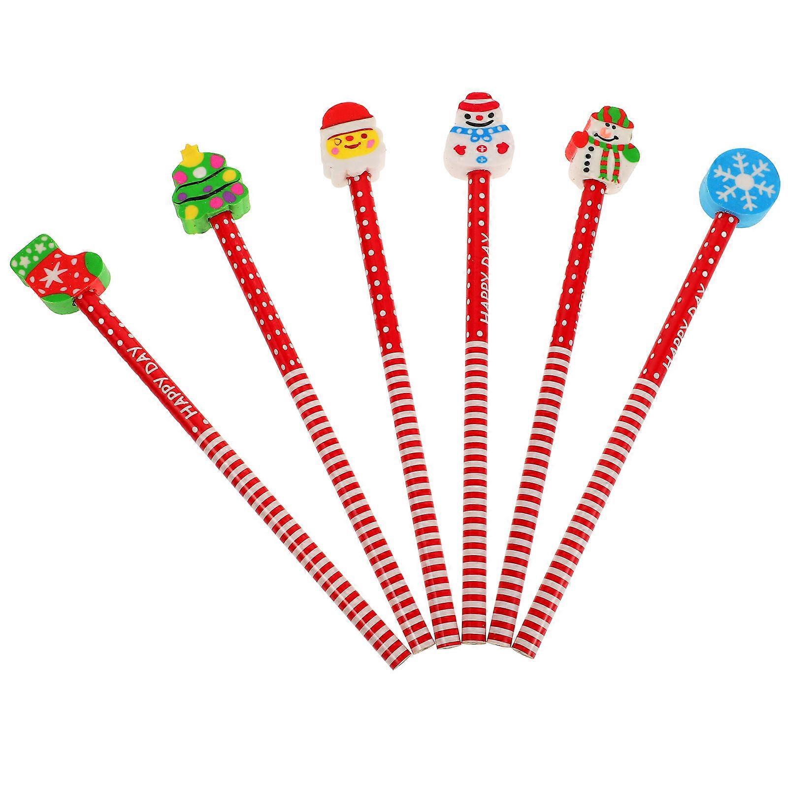 Pencils Christmas Pencils for Students Use 24Pcs with Rubber Erasers