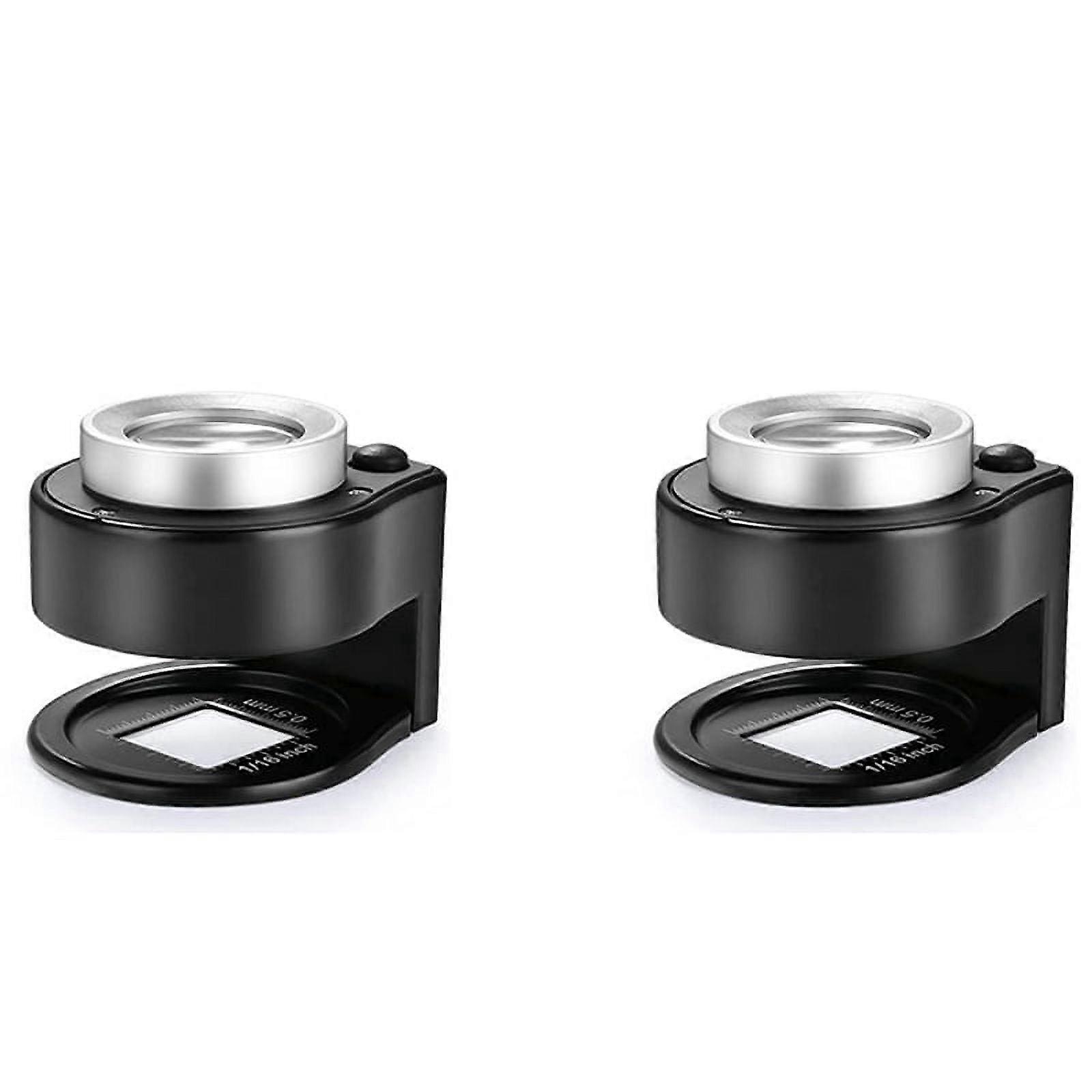 2 Pcs 30X Loupe Magnifier with 6 LED Lights, Rechargeable Desktop Metal Jewelers Loupe, Magnifying Glass with Light