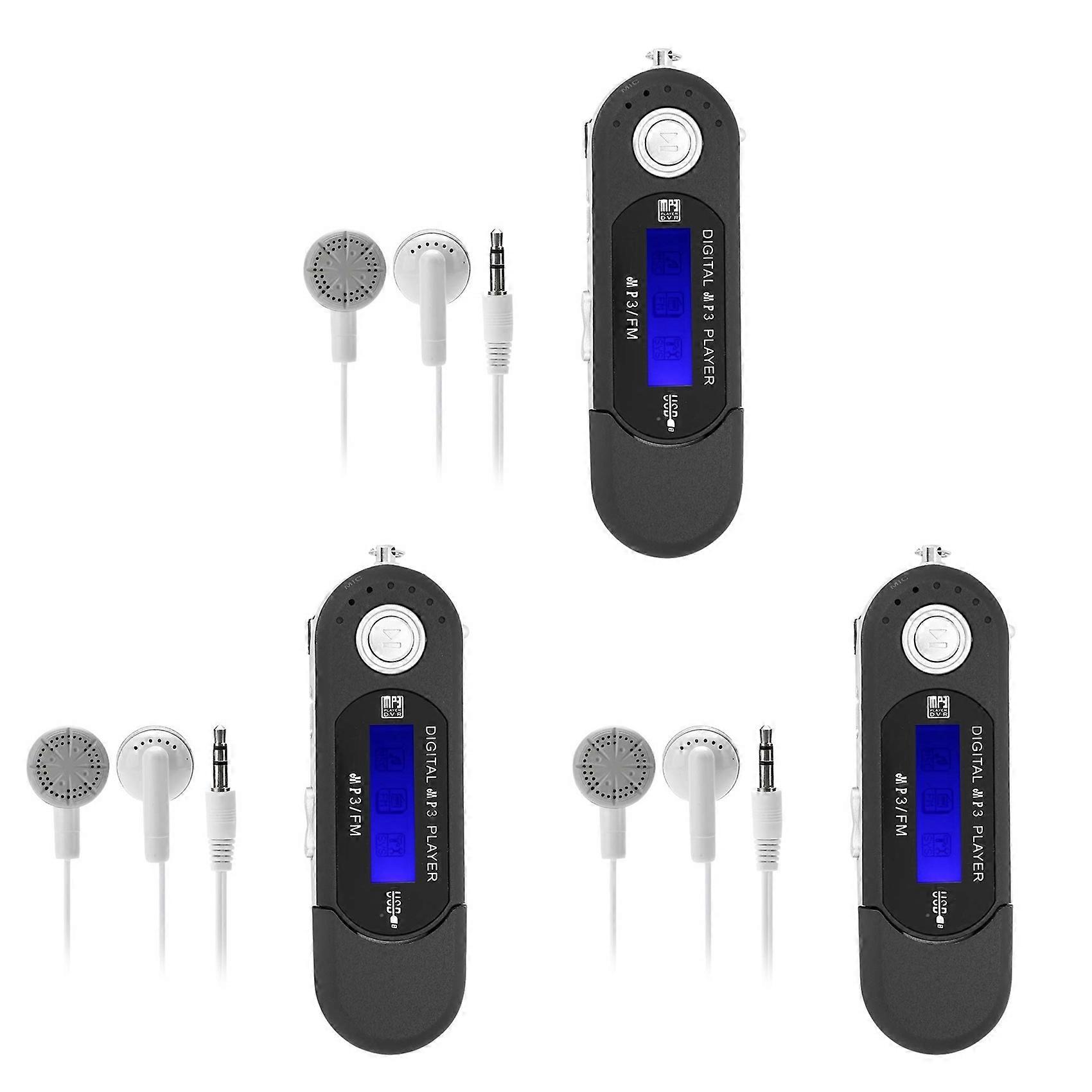 3X MP3 Player with Earphone 8GB, Portable Music MP3 USB Player with LCD Screen FM Radio for Walking Running (Black)