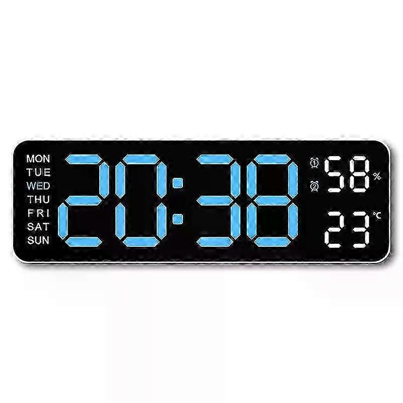 Large Digital Wall Clock Temp Date Week Display Remote Control Power Off Memory Table Clock Wall-mounted Dual Alarms LED Clocks-M