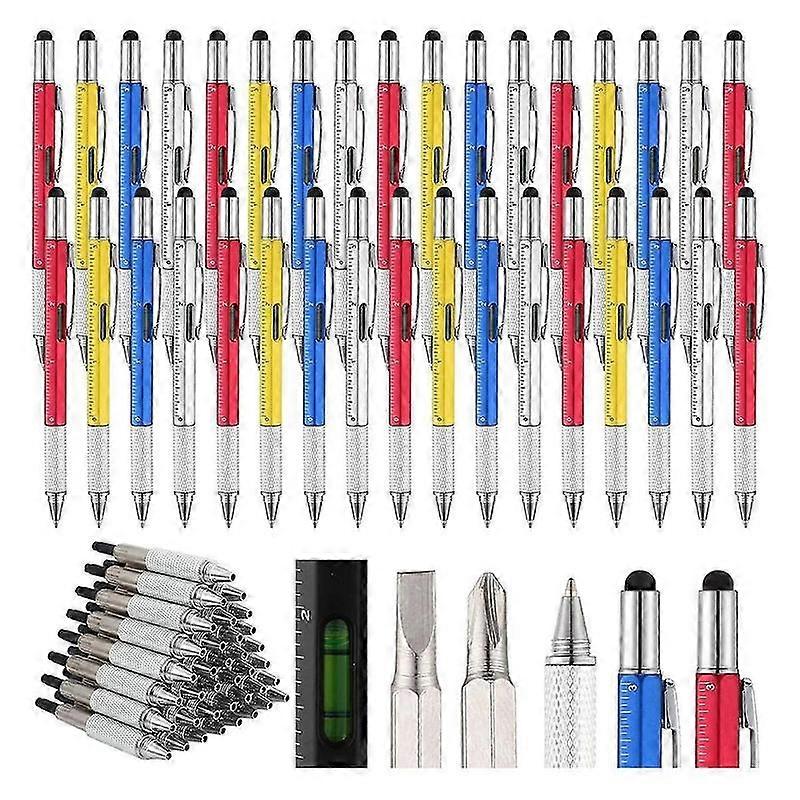 Men'S Tool Pen 6 in 1 Screwdriver Pen Bulk Multi-Function Pen with Refill Ruler Level Ballpoint Pen