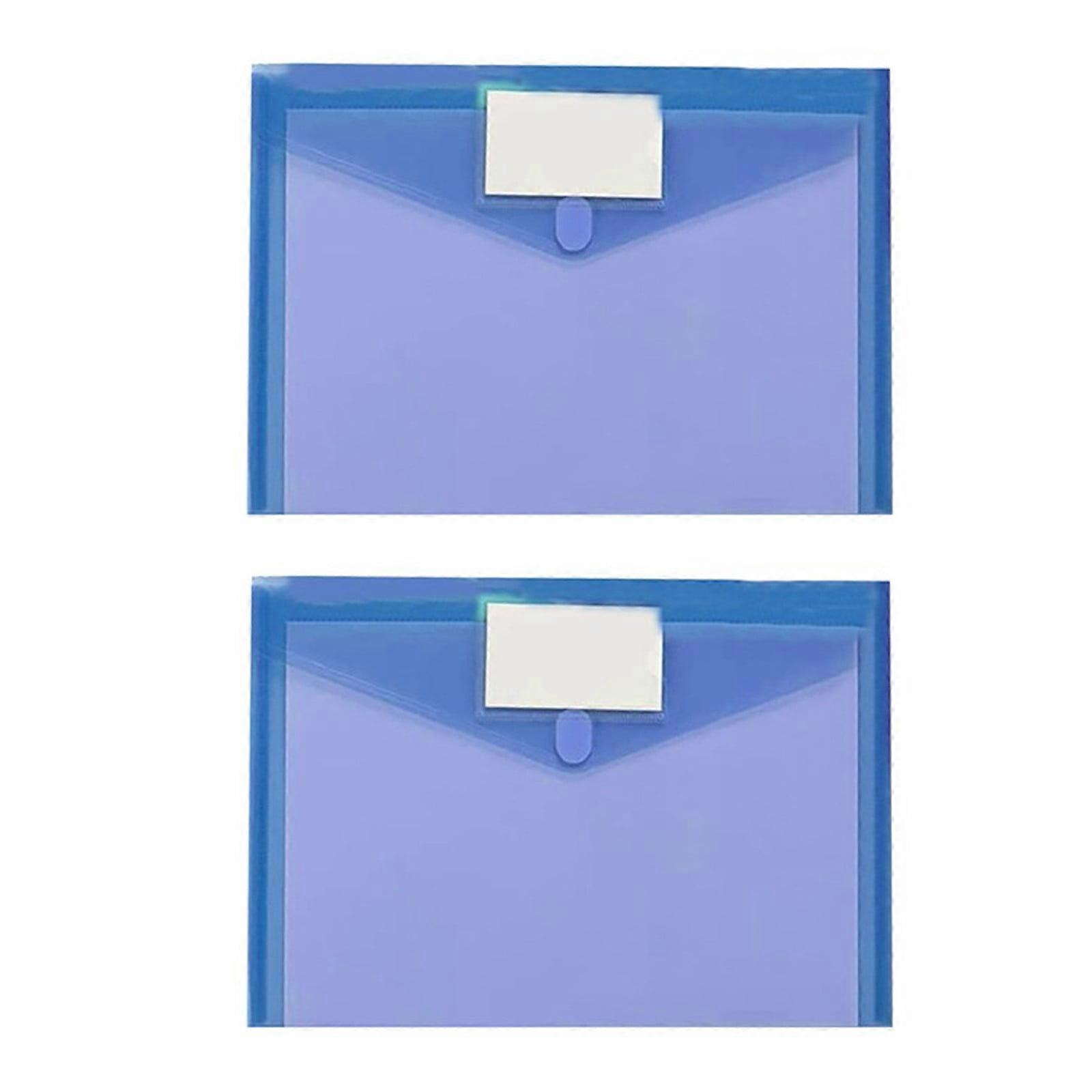 Poaug 2 Pack Plastic Envelopes Compatible with Sooez, Clear A4/Letter File Folders with Label Pocket & Snap Button, Assorted Blue