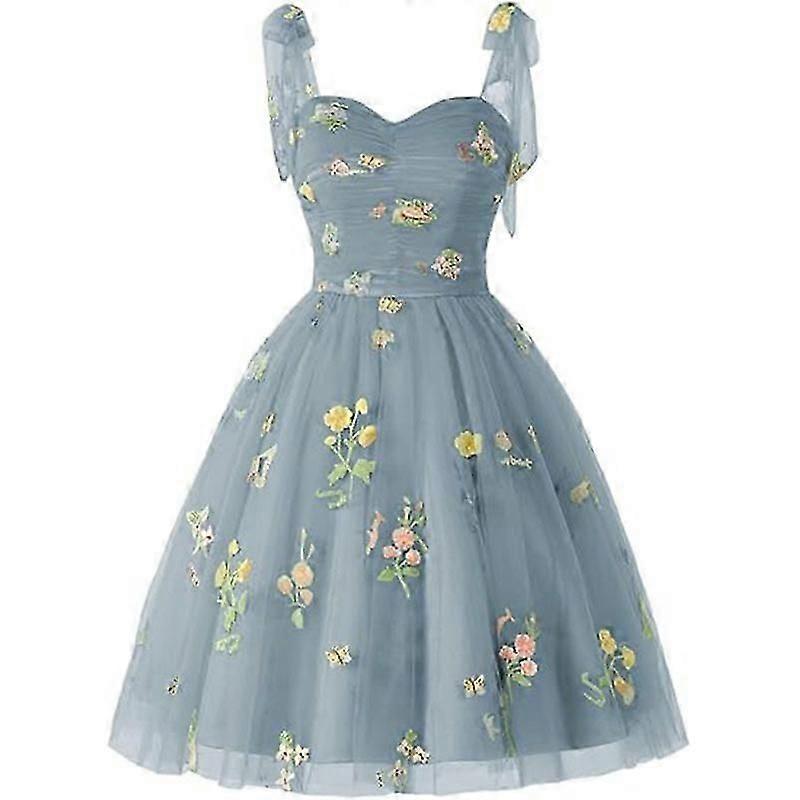 Kadınlar İçin Elbiseler Eve Dönüş Elbiseleri Kabarık Kollu Çiçek Nakış Tül Resmi Önlükler