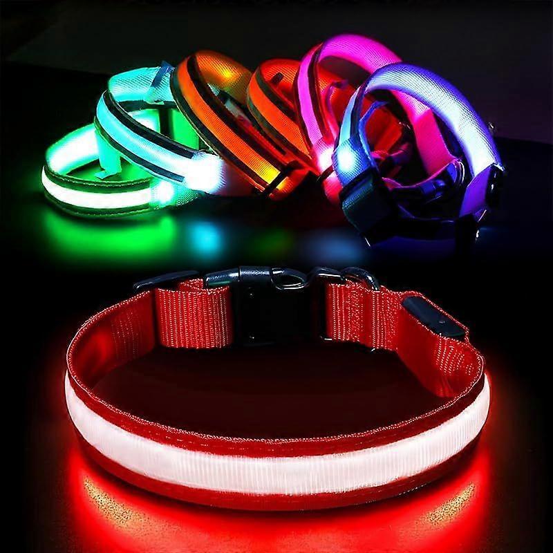 Light up Dog Collar, Rechargeable LED Dog Collar with 3 Glowing Modes, Adjustable Reflective Dog Collar for Small Medium Large Dogs