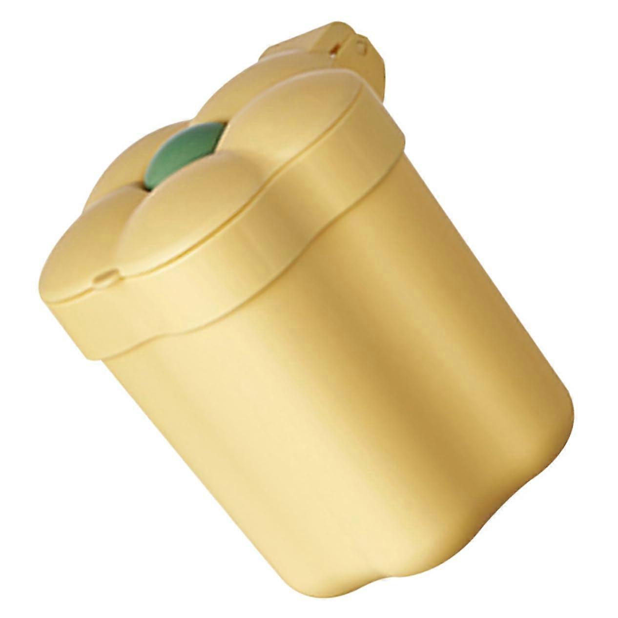 Desktop Wastebasket With Lid Mini Office Trash Bin Yellow Decorative Rubbish Container For Home And Office Use