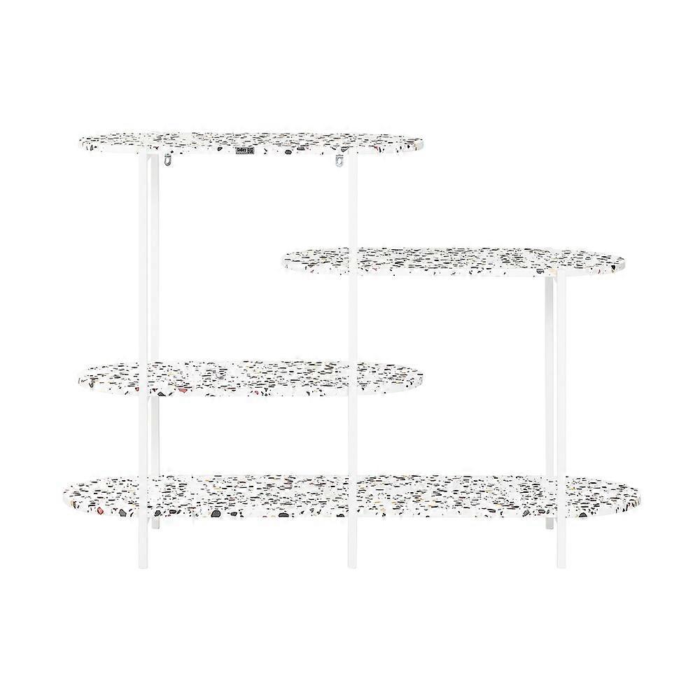 SoBuy FSB89-W, table console, table d'appoint, table d'entrée, table de salon, table de canapé avec 4 étagères et cadre en acier pour présentation de fleurs