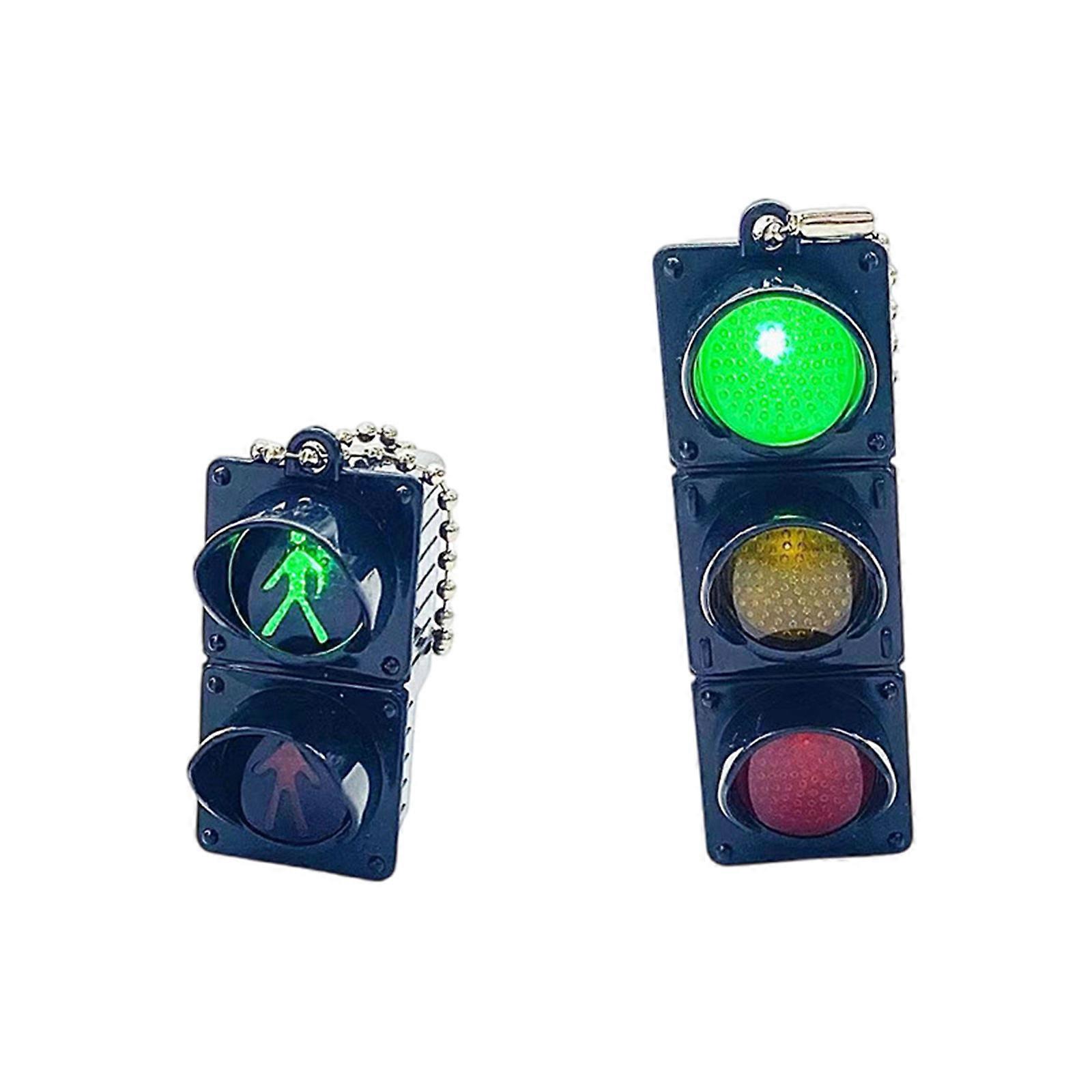 2pcs Novelty Traffic Light Keychain Set Fun Traffic Light Keychains Adornment For Adding Personality To Bags Multicolor