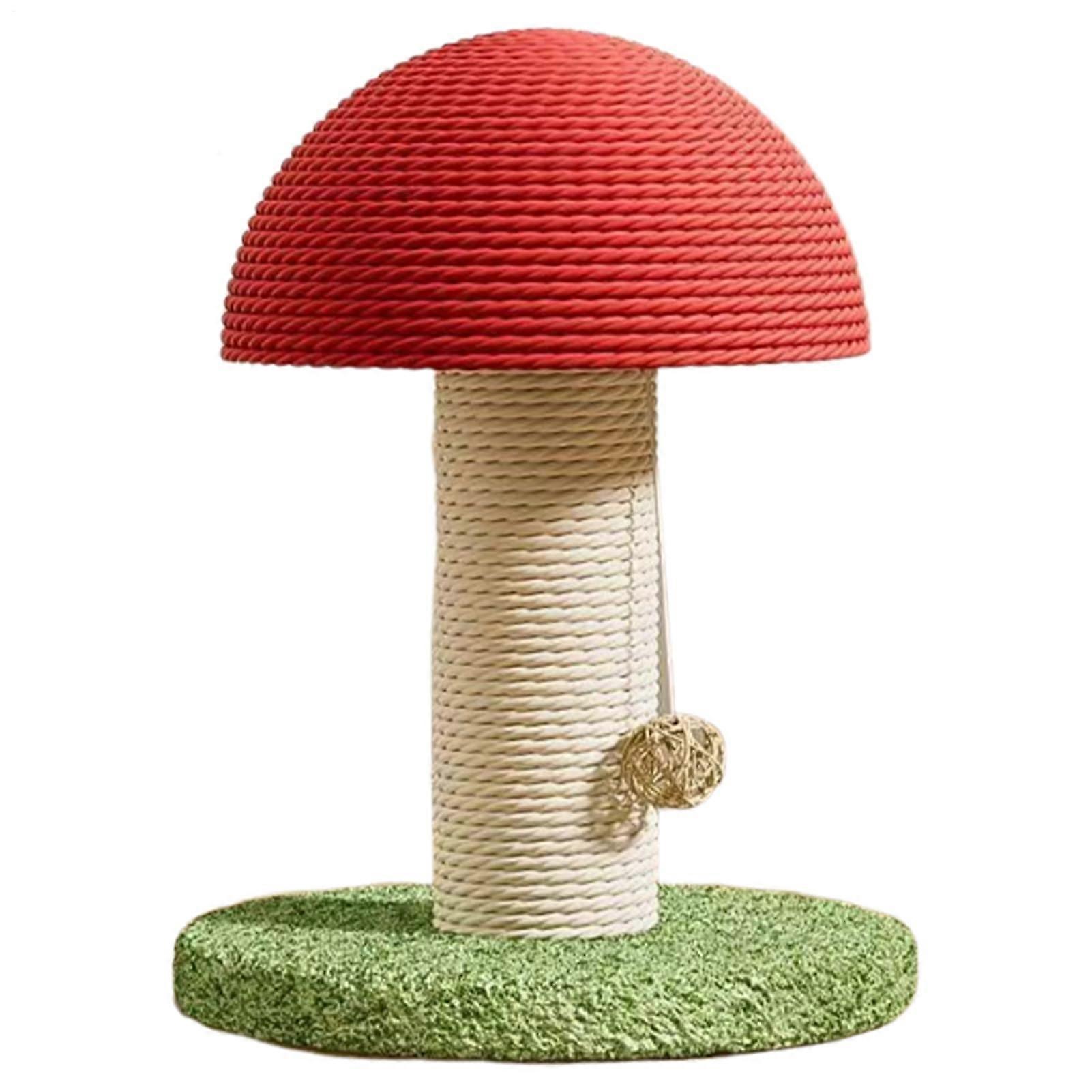 Cat Scratching Post, Sisal Mushroom Modern Tower Cat Tree Scratcher Toy, Indoor Outdoor Use, 7.87 x 7.09 x 6.3 In Red