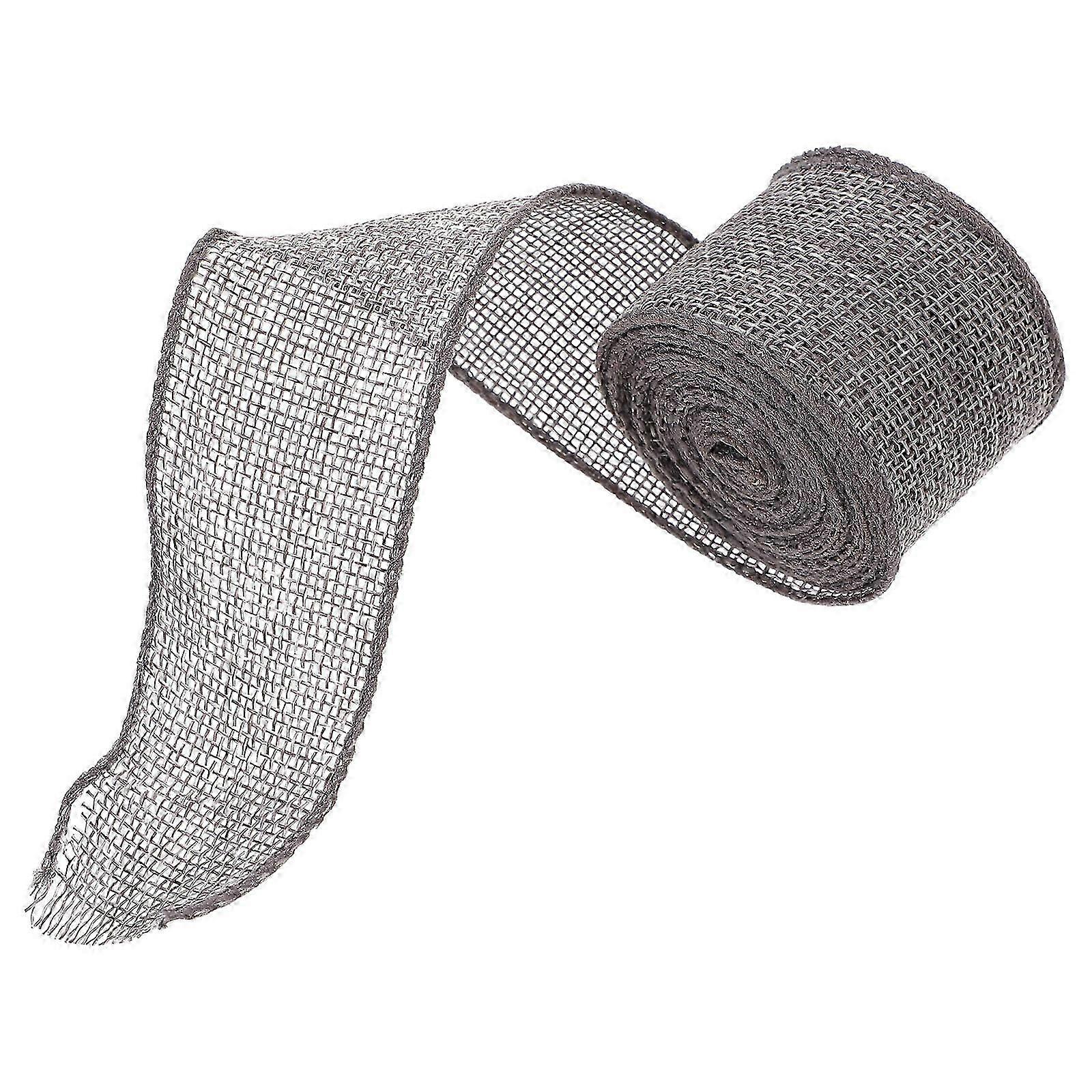 Christmas Decorative Ribbon   Faux Burlap Wired Edge Roll for Crafting, Wrapping & Holiday Decorations   Multi Function DIY Ribbon   Grey
