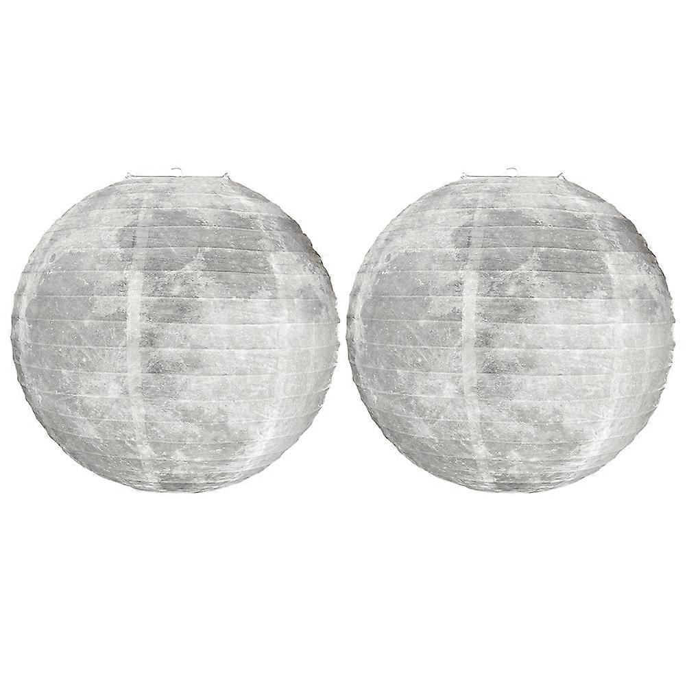 2Pcs Light Grey Hanging Paper Lanterns Round Shape Decoration Perfect For New Year Party