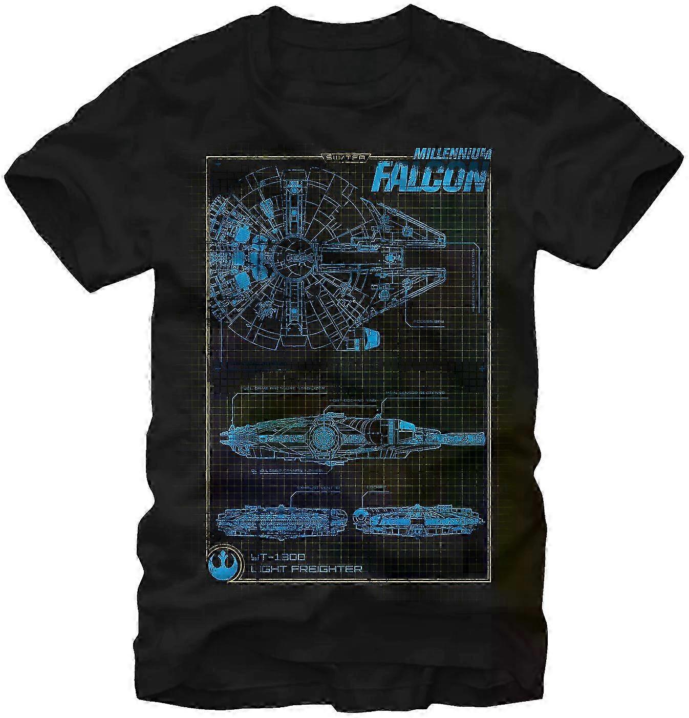 Schematic Millennium Falcon Star Wars T-shirt Rockinstone