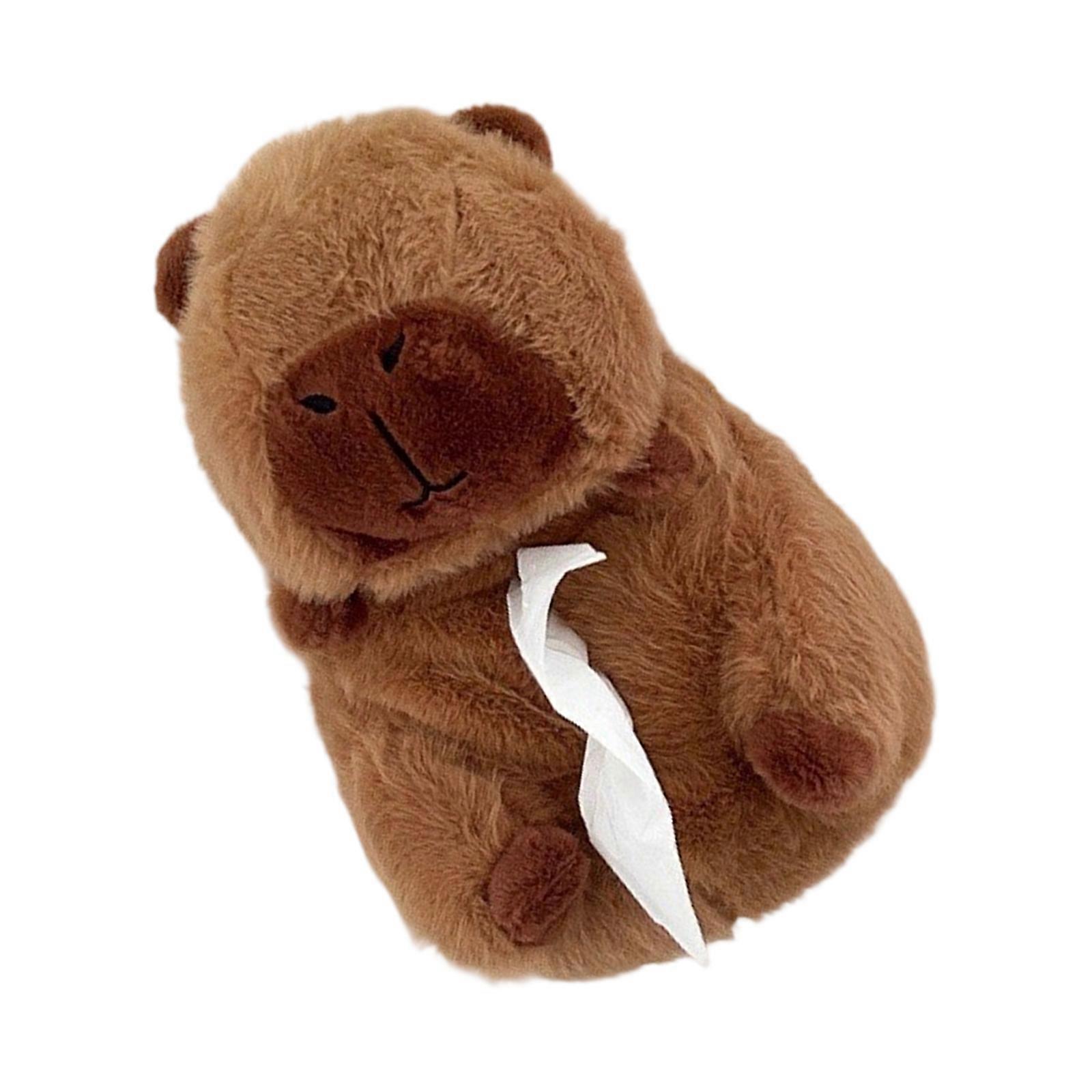 Capybara Tissue Holder And Storage Container Plush Fabric Paper Towel Box Desktop Accessory For Family Use Multicolor