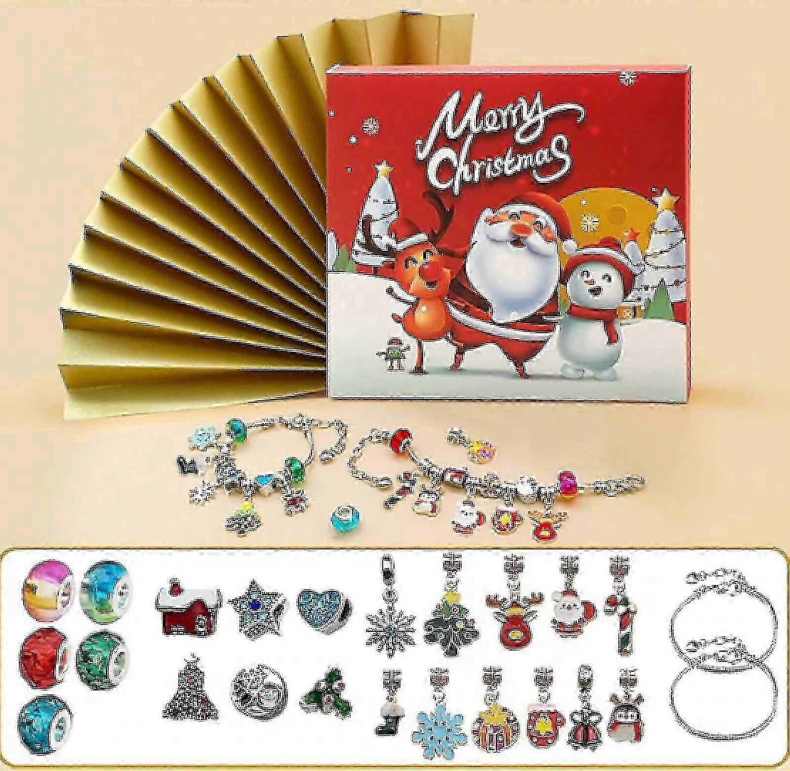 Advent calendar bracelet set with 24 Christmas charms for DIY projects New Arrival
