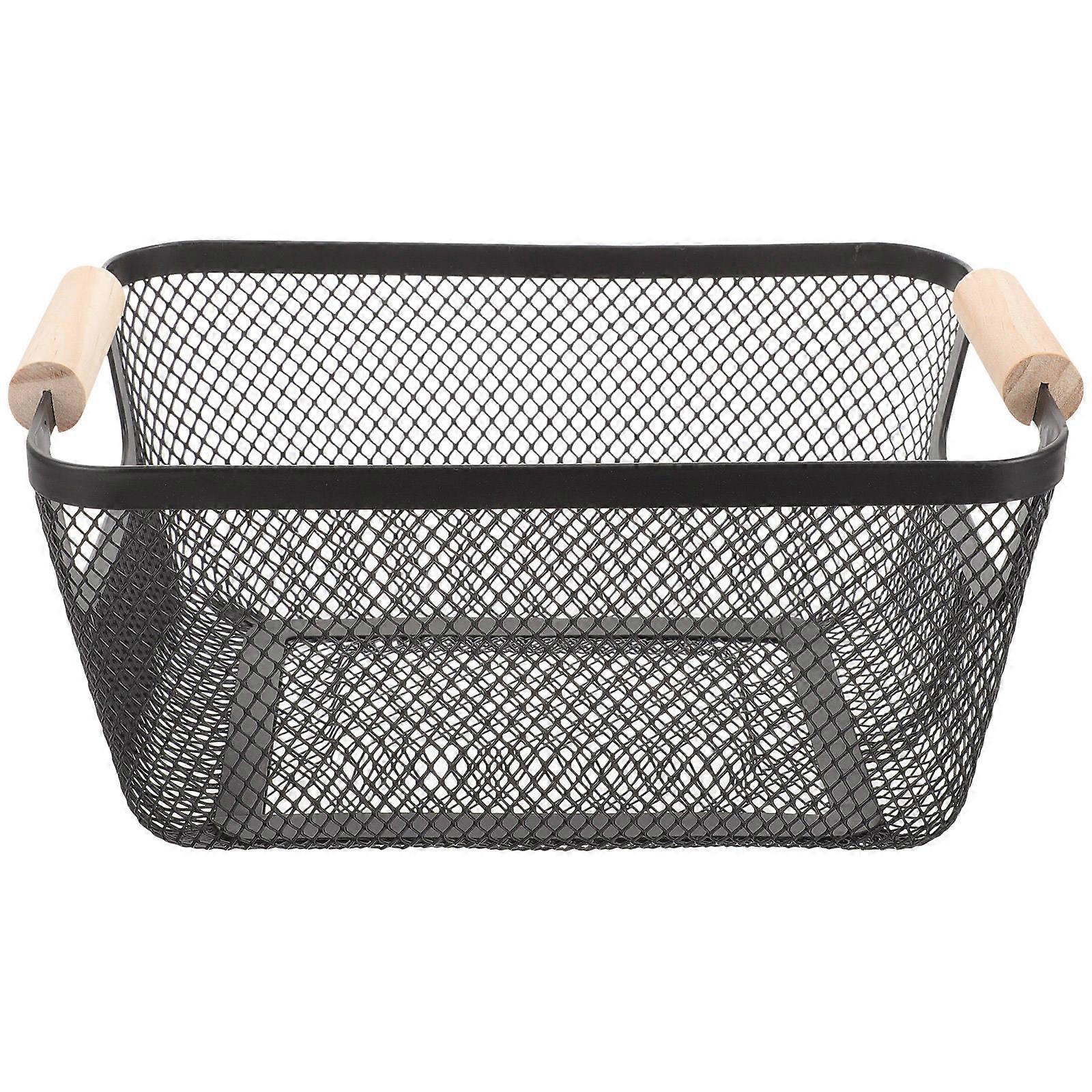 Black Wire Baskets For Organizing Bathroom Home Owners Rectangular Shape Iron Material 1Set