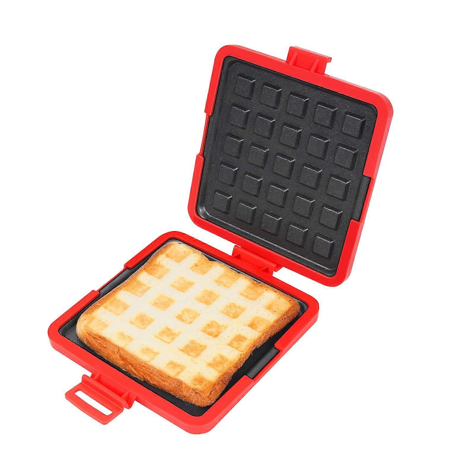 Microwave Sandwich Maker Non Stick Panini Press for Quick Breakfast Toasties (Red)