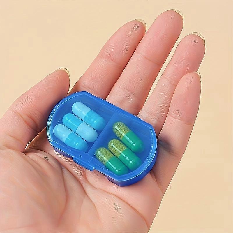 1pc 2 Grids Transparent Small Pill Box, Mini Portable Flip Lip Pill Storage Box, Pill Dispensing Box, Sealed Waterproof And Moisture-proof M