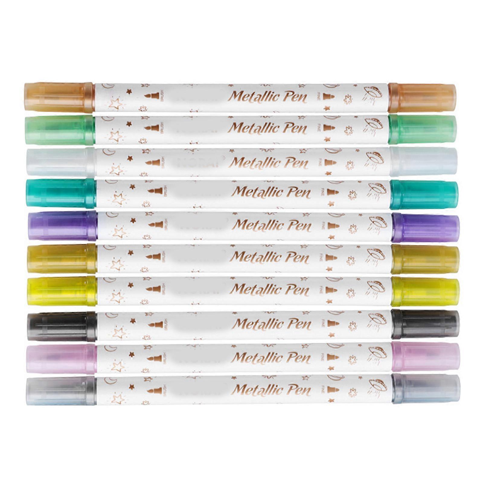 10 Color Double Tip Metallic Marker Pen Metallic Marker for Doodling Books School Poster Designs Multicolor