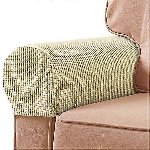 Arm Rest Covers Set Of 2 Stretch Armchair Covers For Arms Spandex Polyester Non Slip Armrest Beige