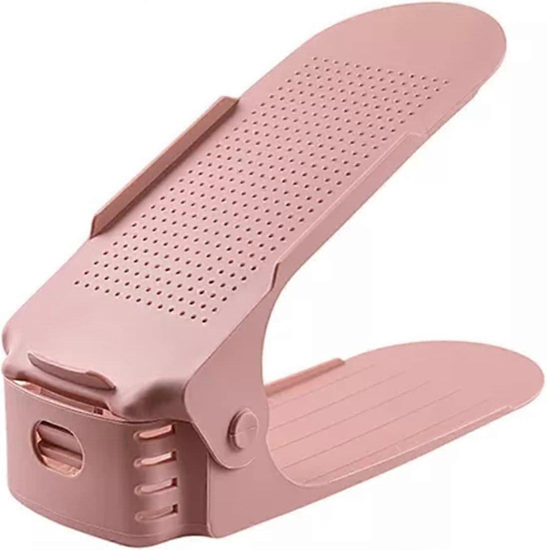 Shoe Rack 2 Pack Adjustable Double Layer Shoe Organizer Storage Shelf Stand for Closet (Pink)