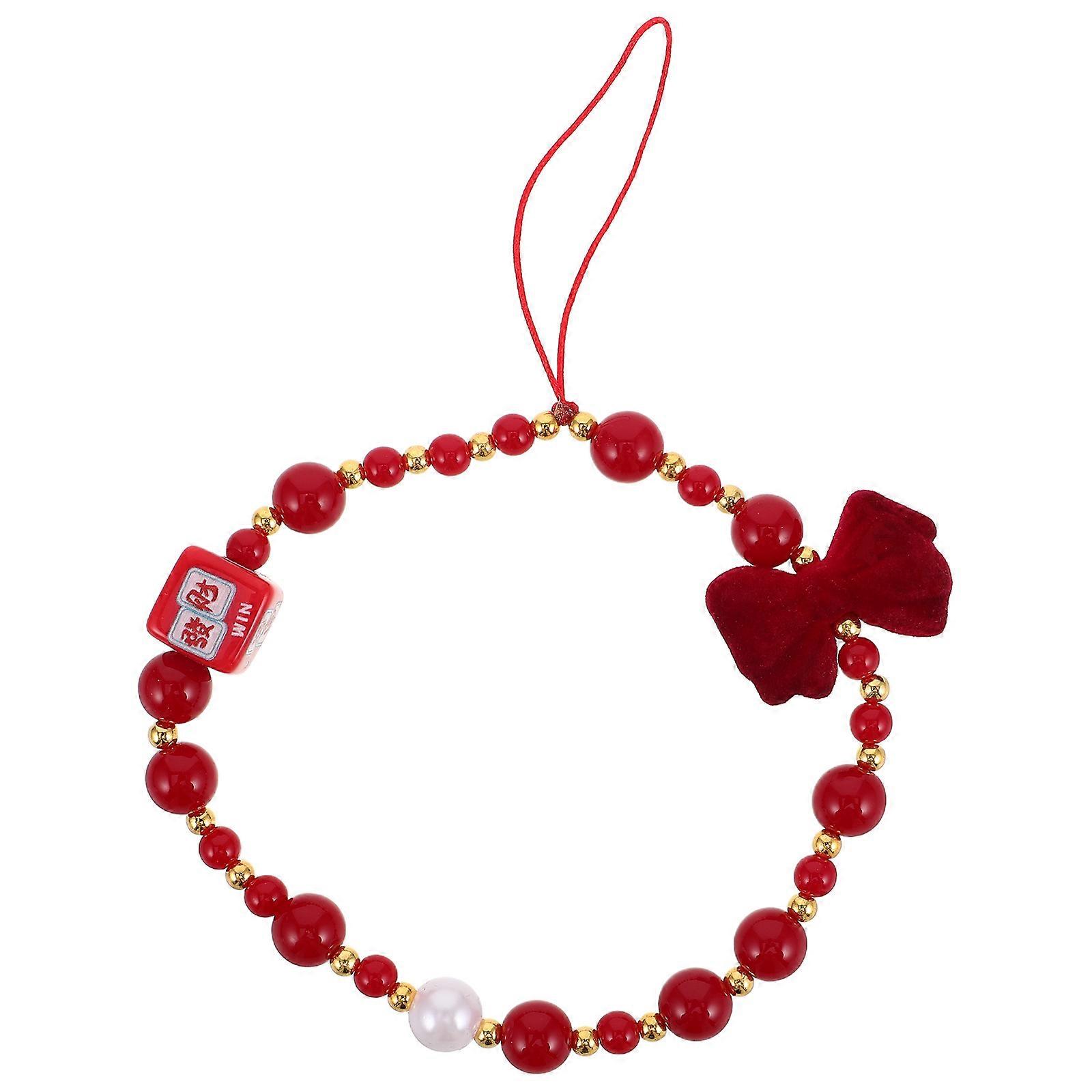 Red Beaded Phone Wrist Strap for Phone Handmade with Stylish Design