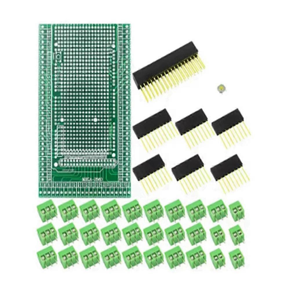 Compatible with MEGA2560 Double-Side PCB Prototype Screw Terminal Block Shield Board Kit for Arduino Mega 2560 R3