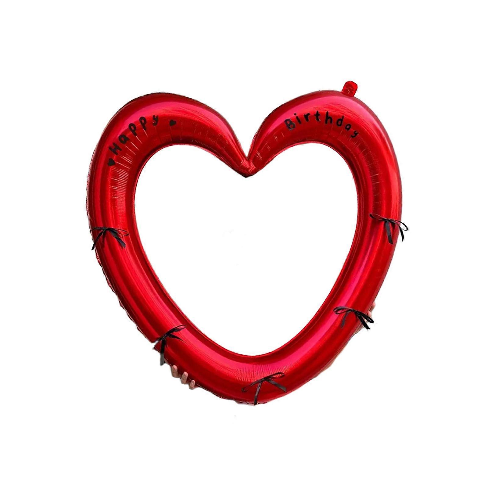 Unique Heart Frame Floating Balloon with Bowknot Decoration For Birthdays Graduations Holidays Romantics Surprises  Red