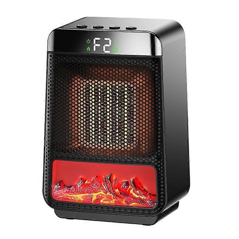 1500W PTC Ceramic Space Heater with Flame Effect, 2 Heat Settings, Timer and Safety Protection