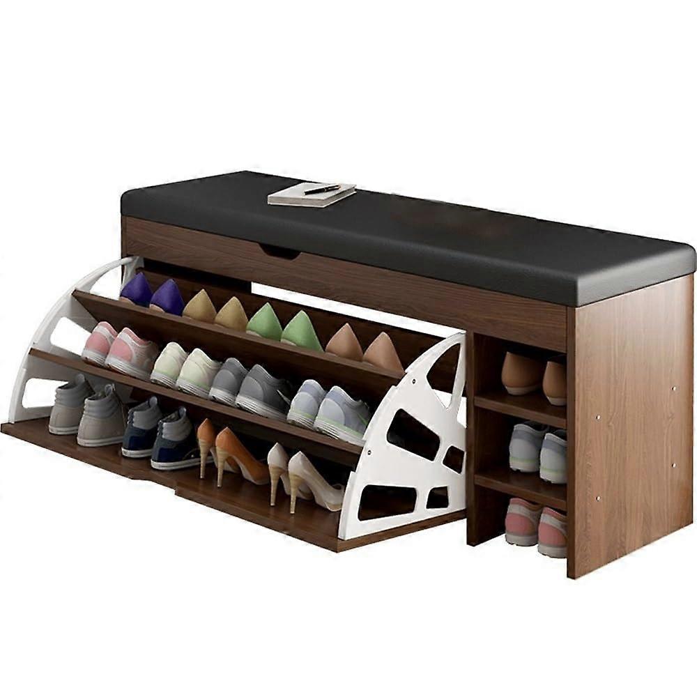 Shoe Rack Bench with Storage Cabinet and Cushioned Seat for Entryway and Hallway