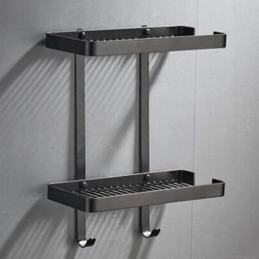 Bathroom Wall Organizer Solid Brass Rustproof Shelf and Soap Dish with Hooks for Kitchen and Shower