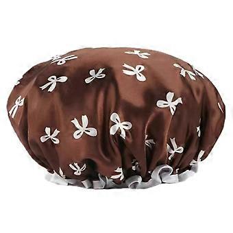 Fashion Bow Bashroom Shower Waterproof Cap Thicken Double Layer Recomable Elastic Bathing Cap for Women Hair Salon Kitchen