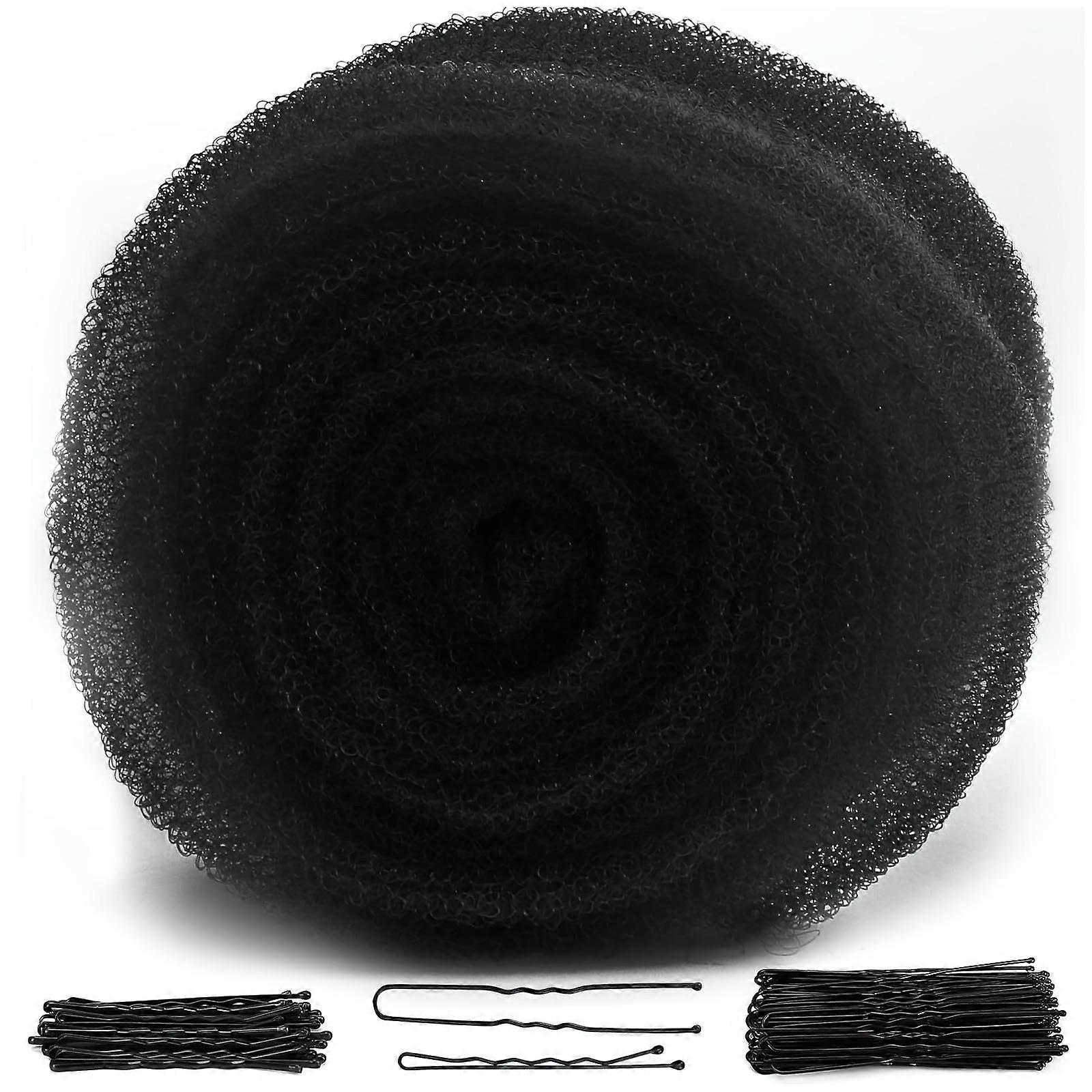 Hair Bun Maker and Volume Insert Sponge for Elegant Updo with 70 Bobby Pins, Black
