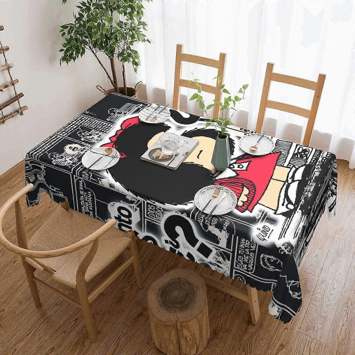 Rectangular Mafalda Cartoon Table Cloth Waterproof Tablecloth Outdoor 45"-50" Table Cover