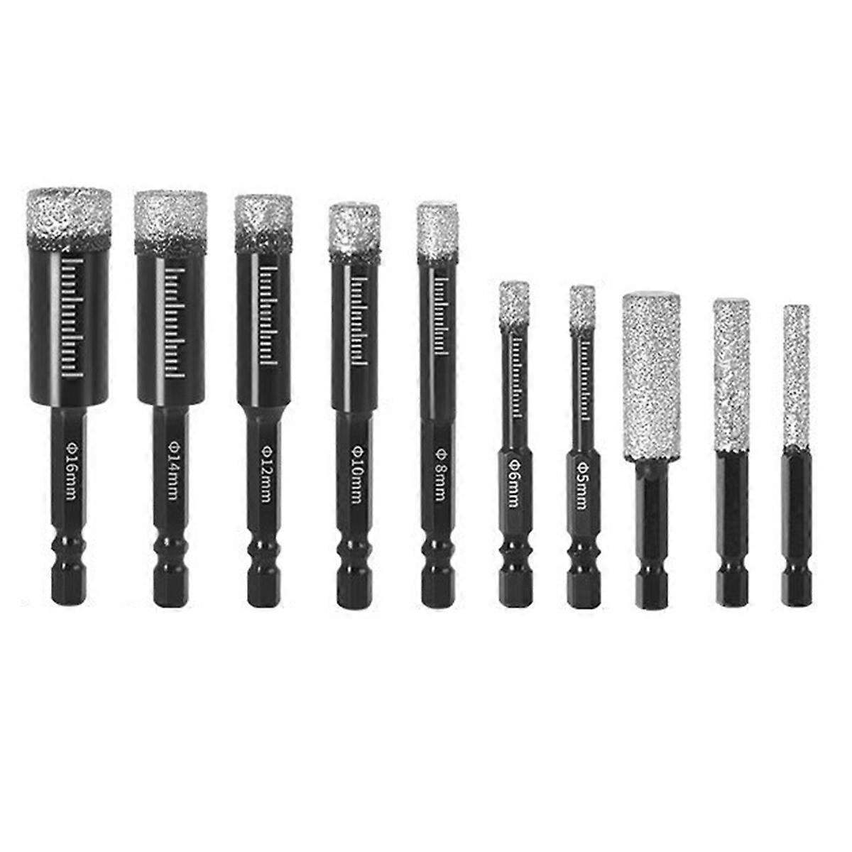 10pc Hexagonal Shank Brazed Dry Ceramic Tile Diamond Drill Bit Opener