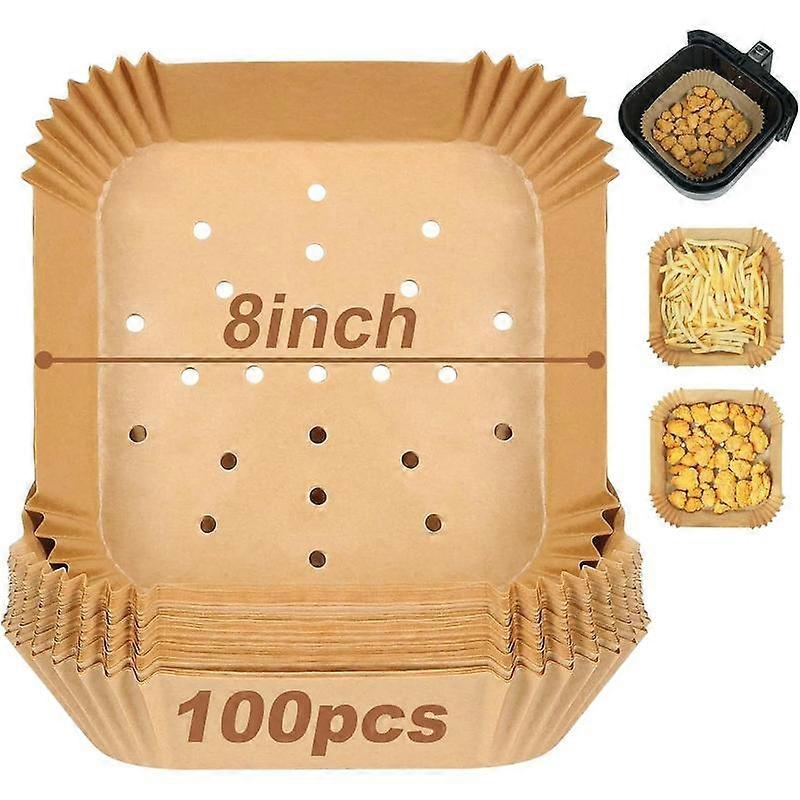 Square Air Fryer Liners for 2 to 5 Qt, Set of 100, 8 Inch Perforated Small Air Fryer  Paper, Mini Air Fryer Filters for Basket, Compatible w