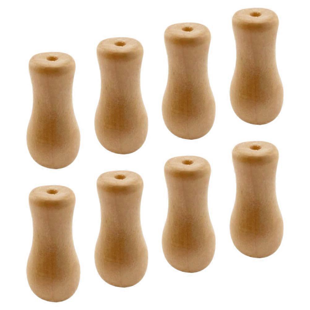 Beige Wooden Blind Pull Cord Knobs for Window Curtains 8Pcs Set
