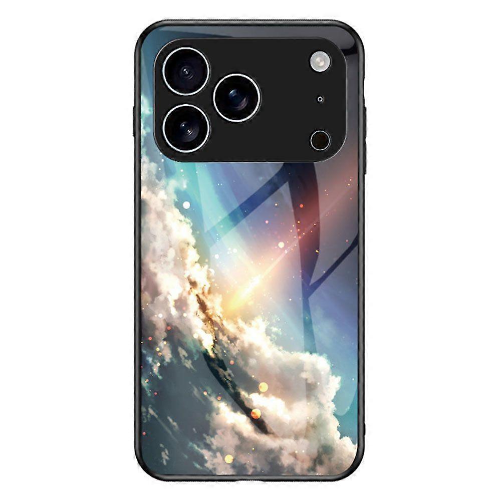 For iPhone 17 Pro Max Case Starry Sky Pattern Tempered Glass Phone Cover