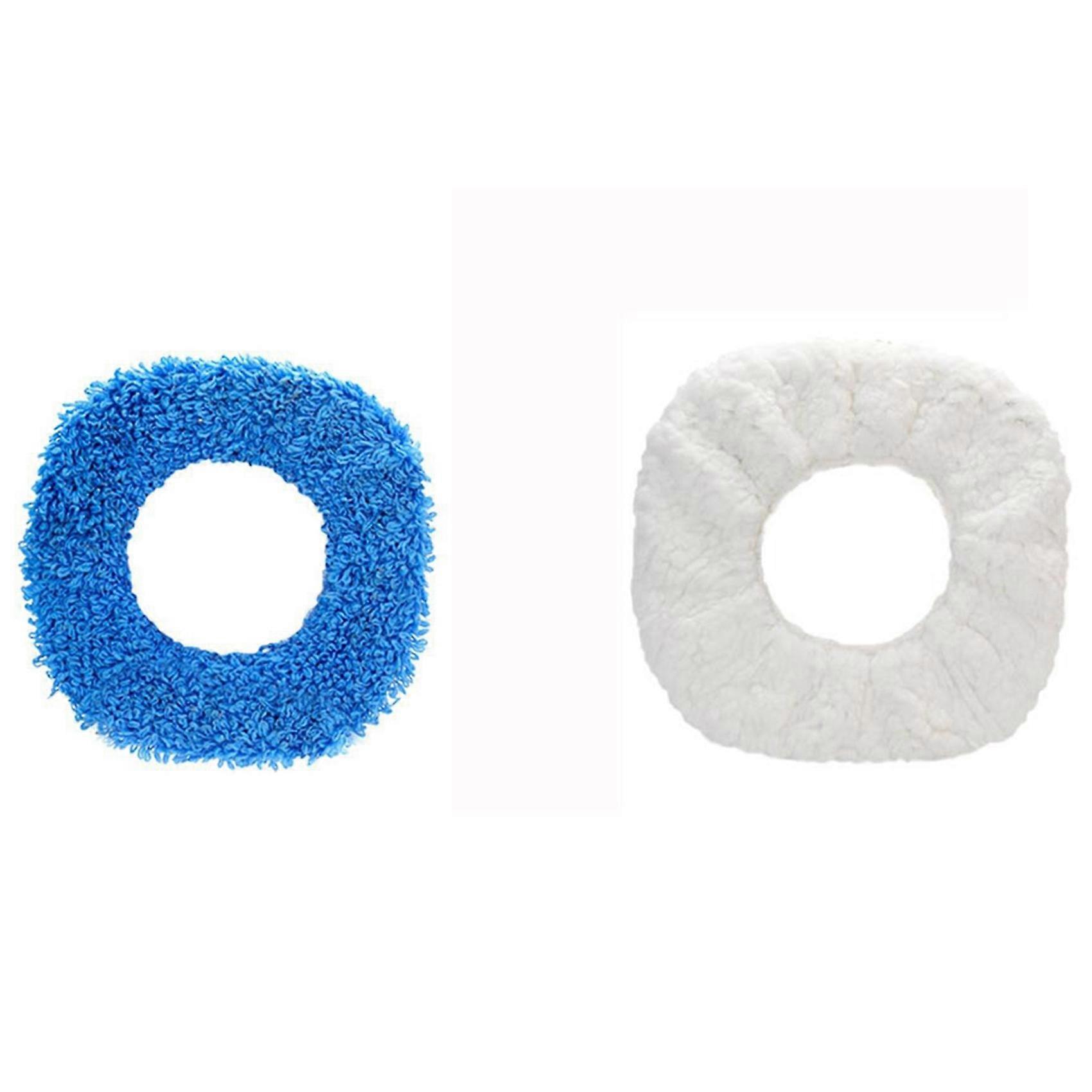 2x Disposable Mop,Washable Durable Replacement Microfiber Pads Dust Push Mop Cloth Blue & White