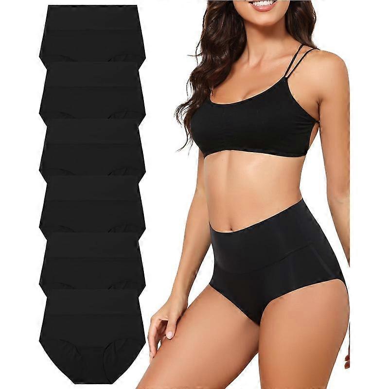 LEVAO Women's High Waist Seamless Panties Full Coverage Brief No Show Underwear Simple Comfortable Panties 6 Pack S-XXL